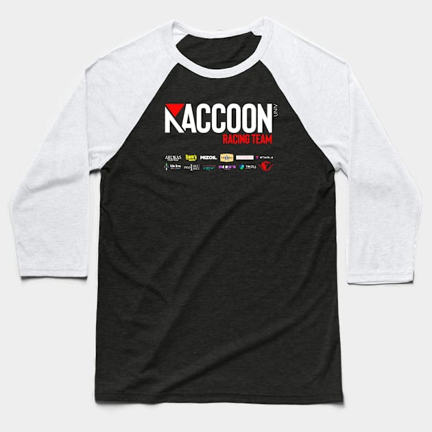 Raccoon Racing Baseball T-Shirt by aquaticform